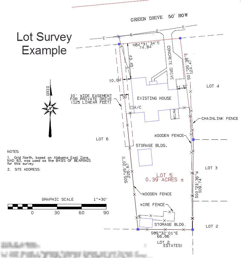 Lot survey drawing example